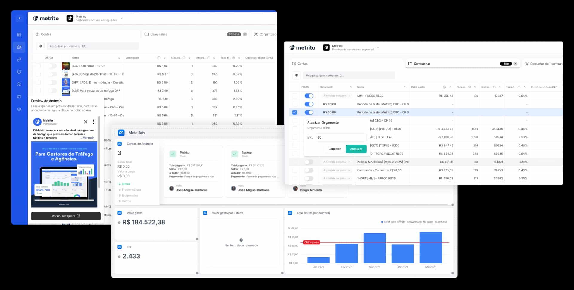 Visão geral da plataforma Metrito